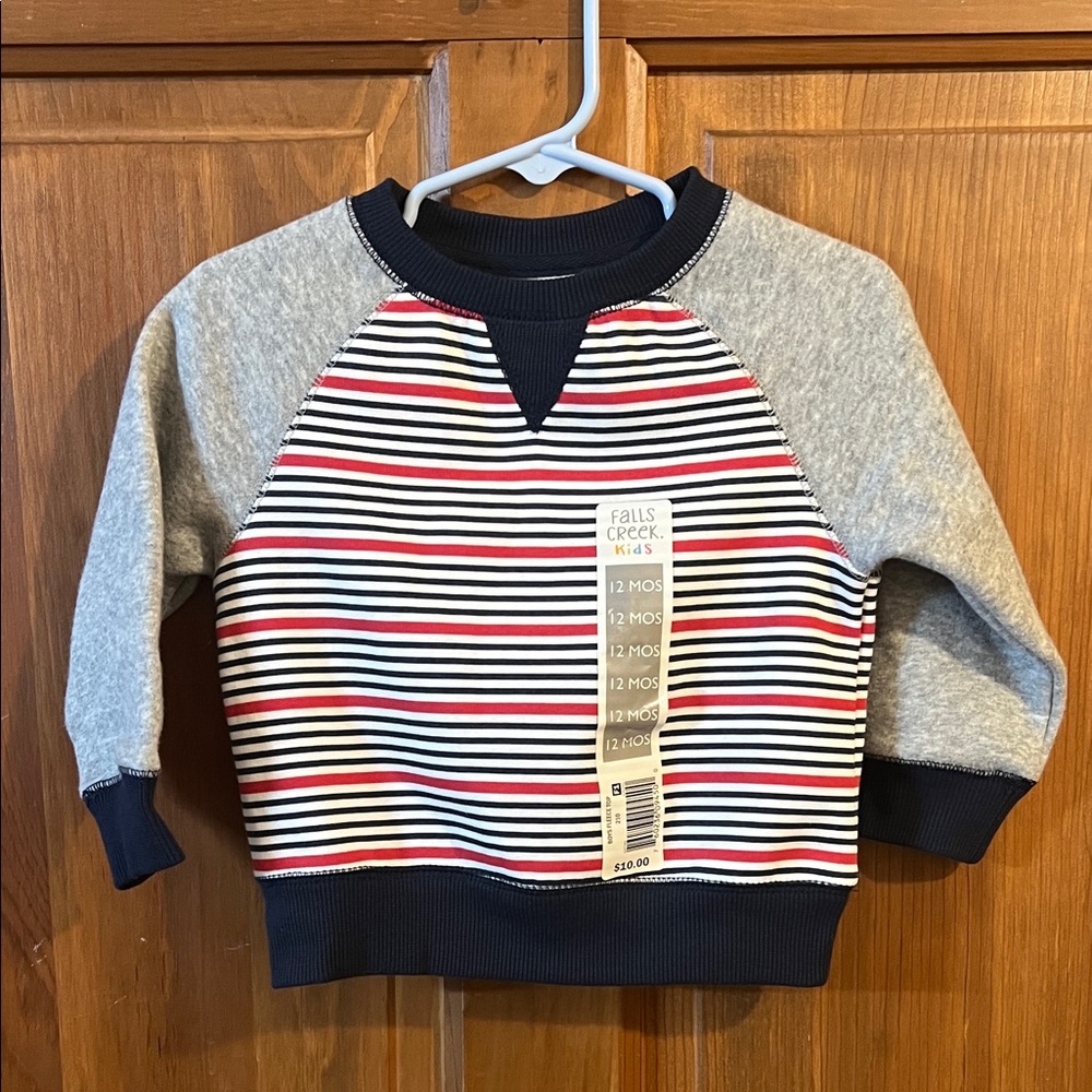 Falls Creek Multicolor Striped Fleece Sweatshirt 12M